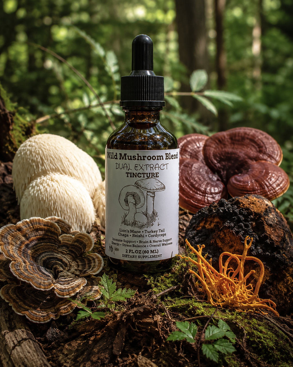 Wild Mushrooms Blend Tincture (WildCrafted)